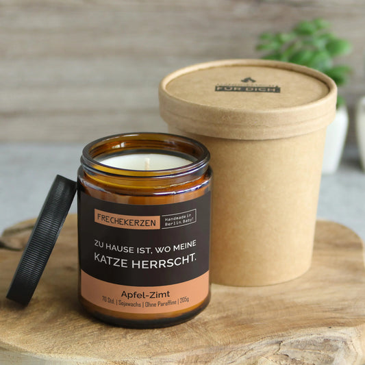 Nachhaltige Duftkerze mit Spruch | Zu Hause ist, wo meine Katze herrscht.
