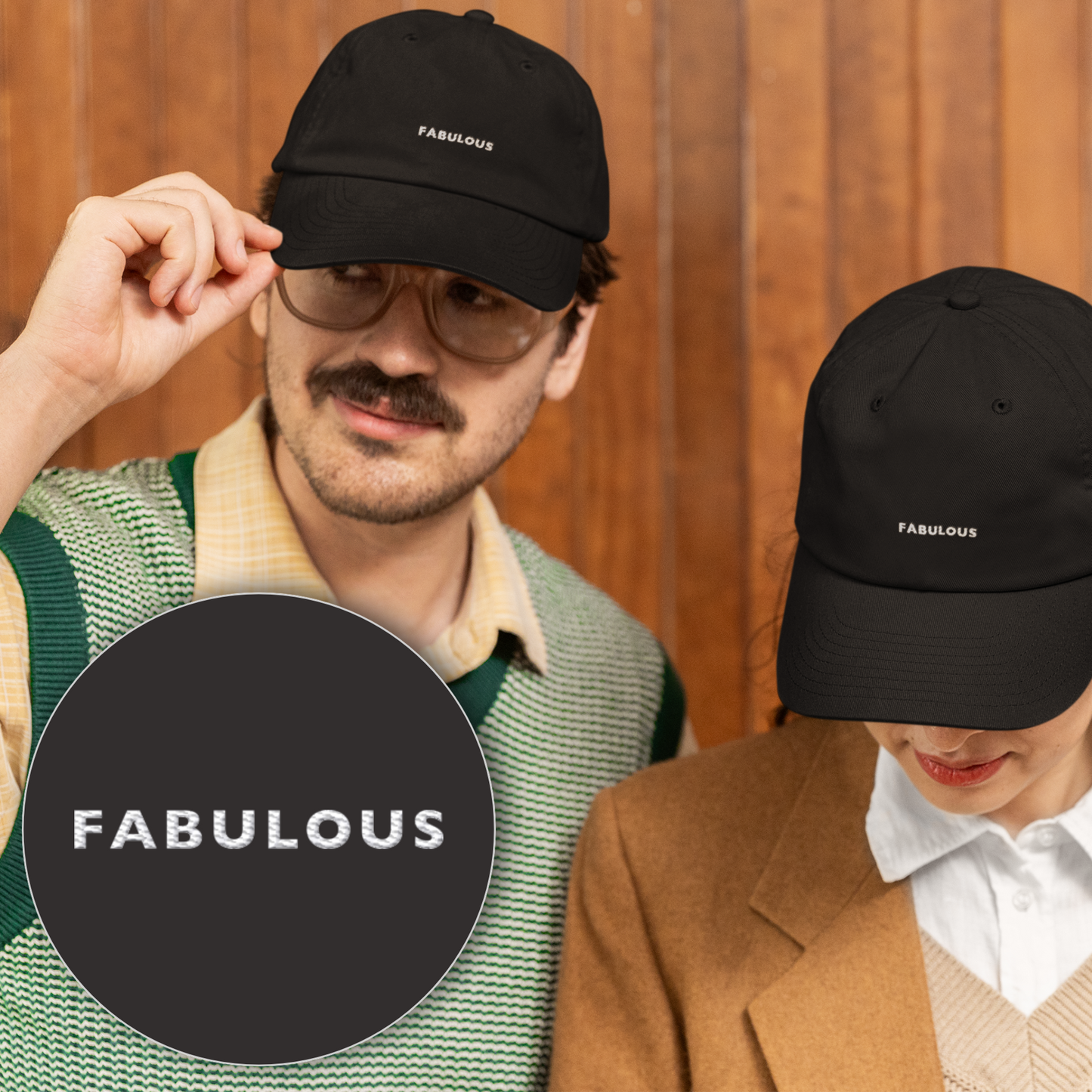 Bestickte Statement Baseball Cap "FABULOUS" aus Bio-Baumwolle & recyceltem Garn (Weißer Schriftzug)