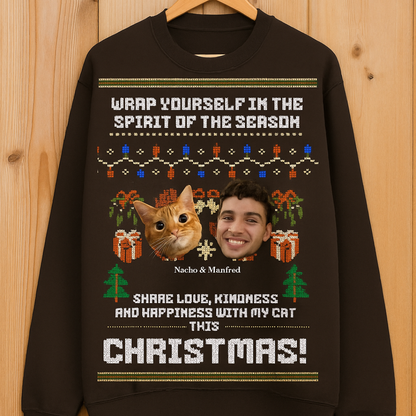 Christmas Sweater & Weihnachtspullover mit deiner Katze oder deinem Haustier (mit Face Cutout)