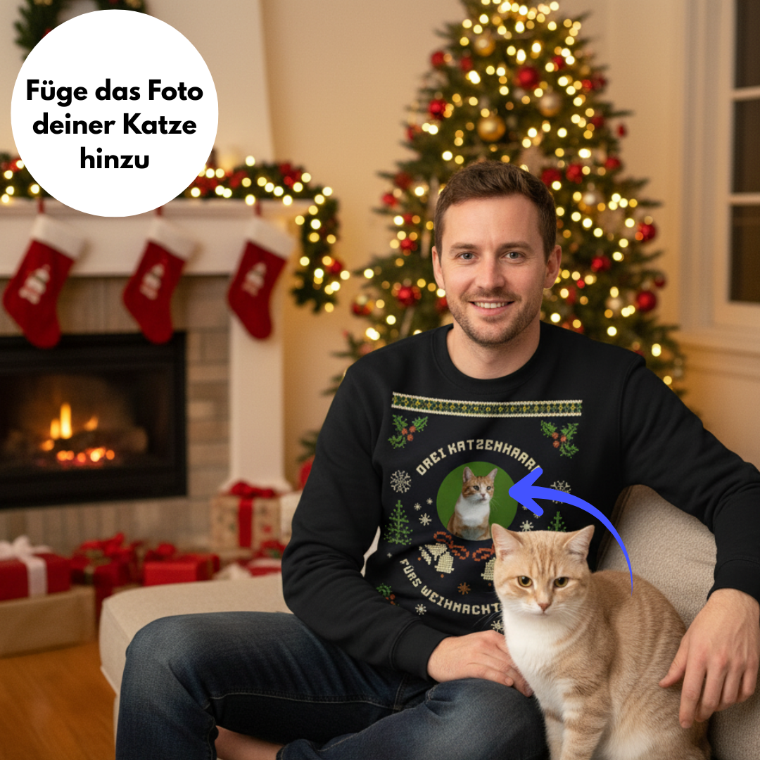 Christmas Sweater & Weihnachtspullover mit Katze oder einem anderen Haustier und Spruch