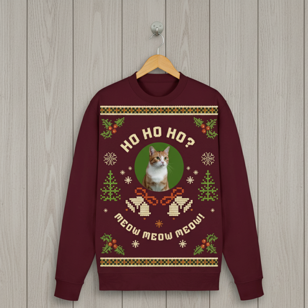 Christmas Sweater & Weihnachtspullover mit Katze oder einem anderen Haustier und Spruch