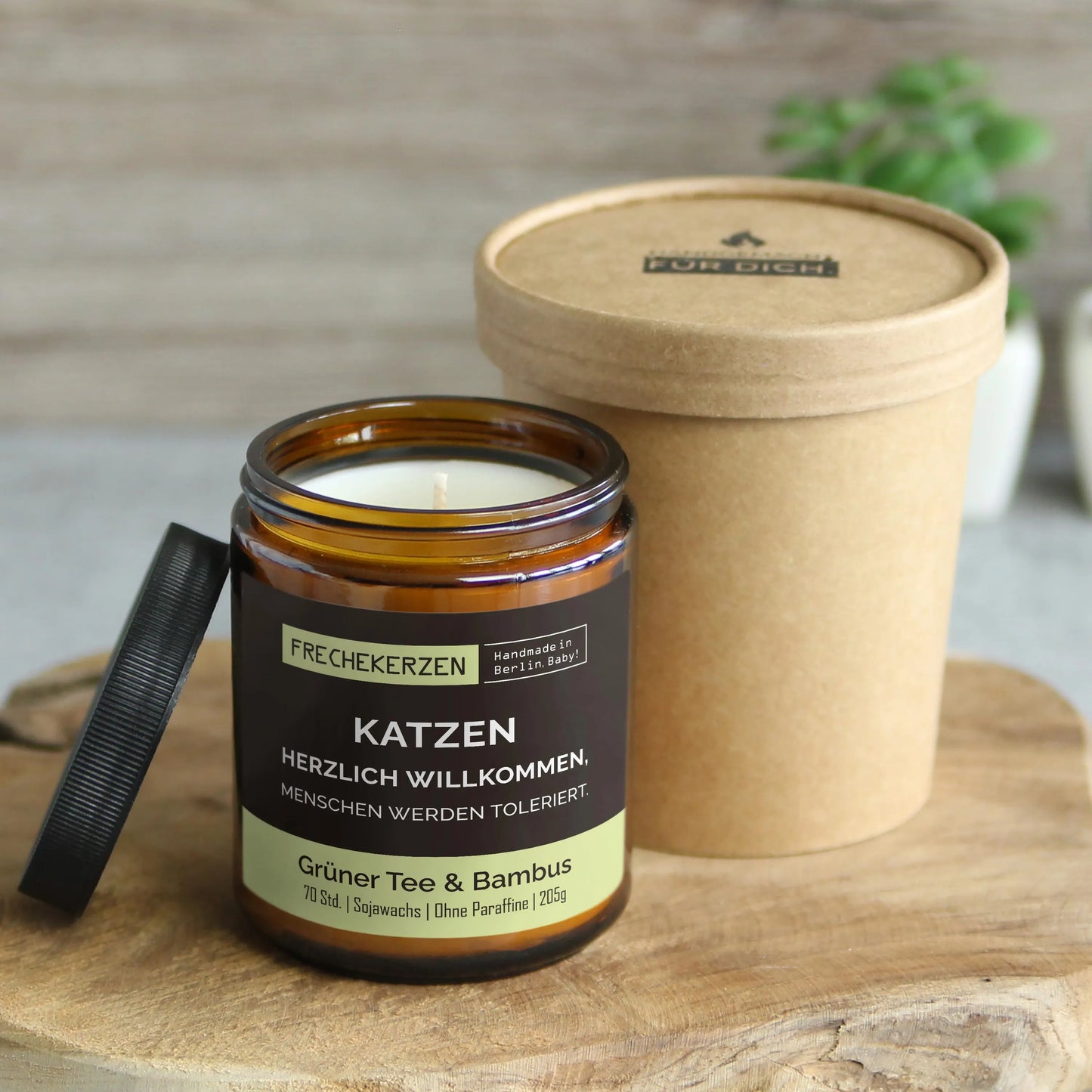 Nachhaltige Duftkerze mit Spruch | Katzen Herzlich Willkommen, Menschen werden toleriert.