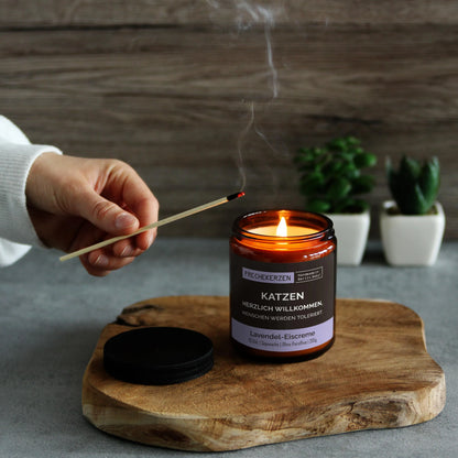Nachhaltige Duftkerze mit Spruch | Katzen Herzlich Willkommen, Menschen werden toleriert.
