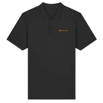 Poloshirt mit Katze und Statement Spruch "Herrchen" in Orange