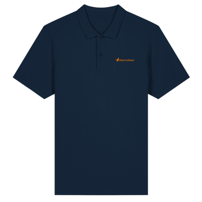 Poloshirt mit Katze und Statement Spruch "Herrchen" in Orange