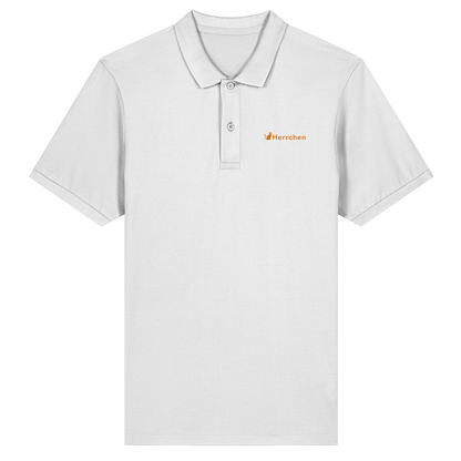 Poloshirt mit Katze und Statement Spruch "Herrchen" in Orange