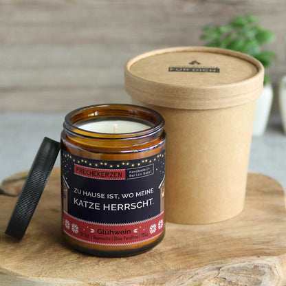 Nachhaltige Duftkerze mit Spruch | Zu Hause ist, wo meine Katze herrscht.