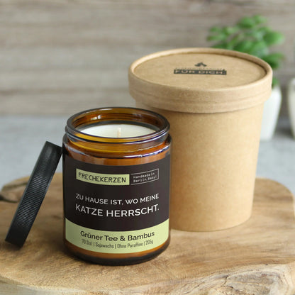 Nachhaltige Duftkerze mit Spruch | Zu Hause ist, wo meine Katze herrscht.
