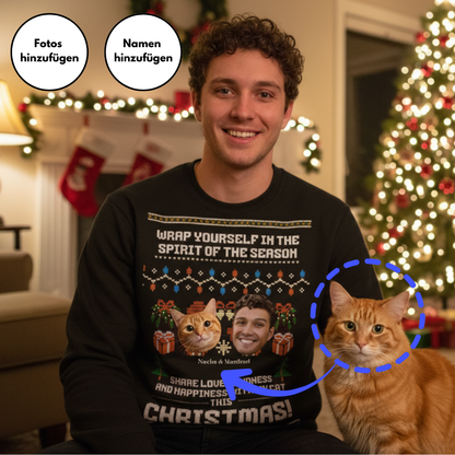 Christmas Sweater & Weihnachtspullover mit deiner Katze oder deinem Haustier (mit Face Cutout)
