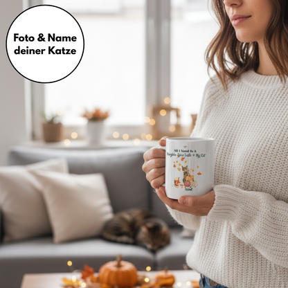 Pumpkin Spice Latte - Keramiktasse matt personalisierbar mit Katze
