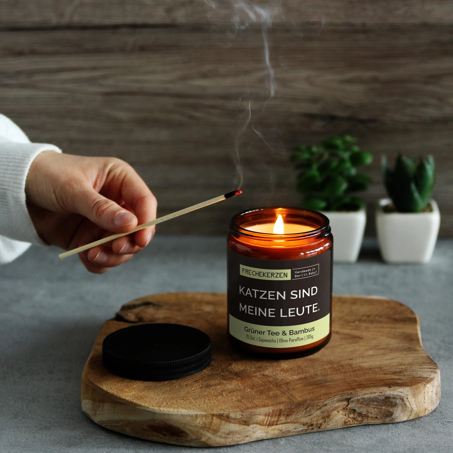 Nachhaltige Kerze mit Duft und Spruch | Katzen sind meine Leute.