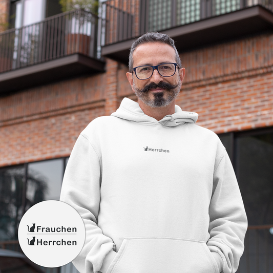 Hoodie bestickt mit Katze und Statement Spruch "Herrchen"