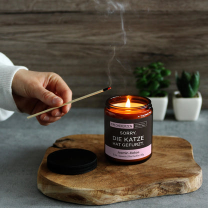 Nachhaltige Duftkerze mit Spruch | Sorry, die Katze hat gefurzt.