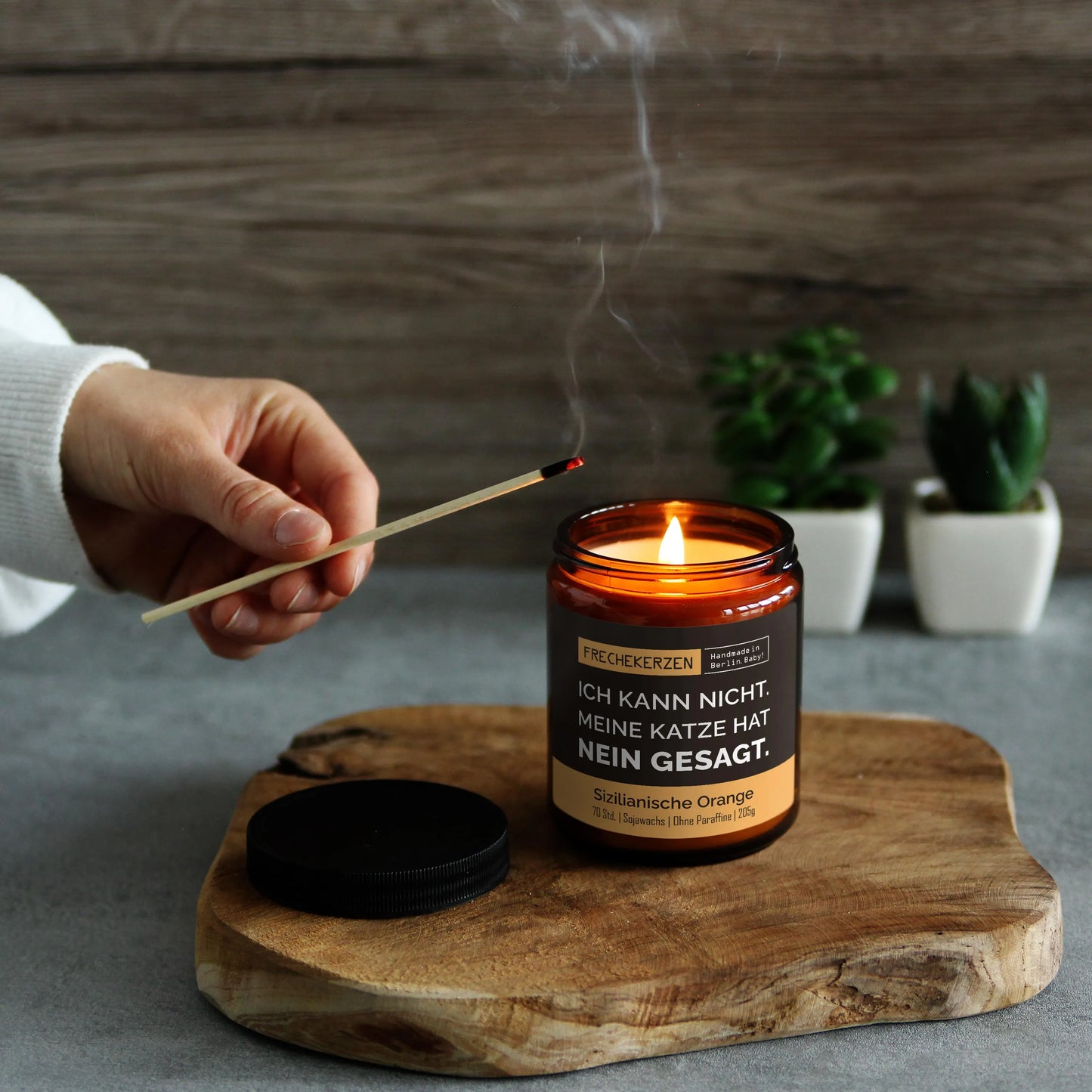 Kerze mit Spruch | Ich kann nicht. meine Katze hat nein gesagt.