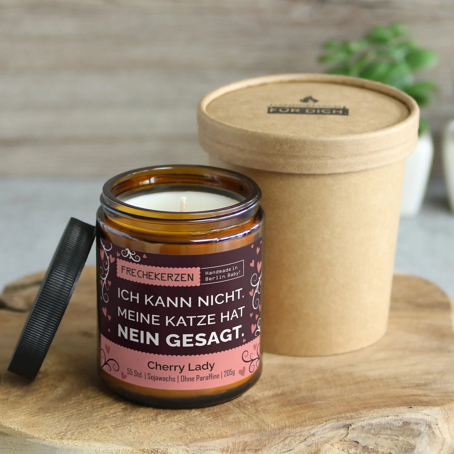 Kerze mit Spruch | Ich kann nicht. meine Katze hat nein gesagt.