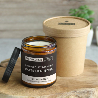 Nachhaltige Duftkerze mit Spruch | Zu Hause ist, wo meine Katze herrscht.