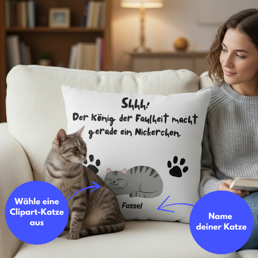 Kissen "Shhh" personalisierbar mit Katze