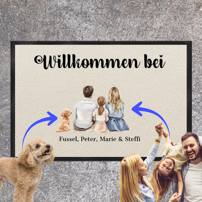 individuelle-fussmatte-mit-hund-und-familie