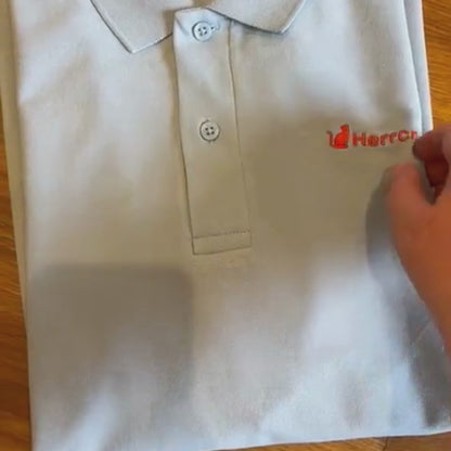 Poloshirt mit Katze und Statement Spruch "Herrchen" in Orange