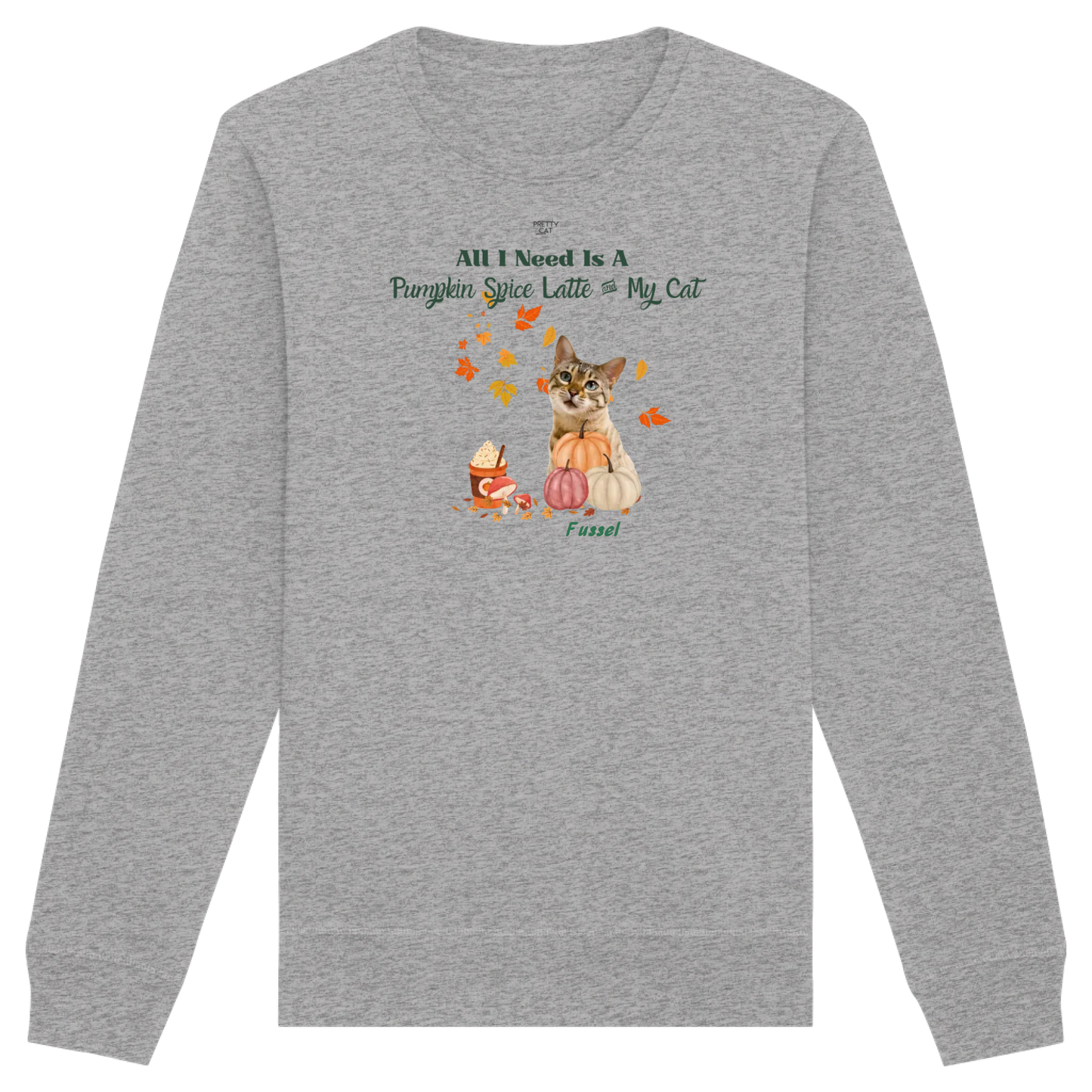 Pumpkin Spice Latte - Unisex Sweatshirt personalisierbar mit Katze in Bio-Qualität