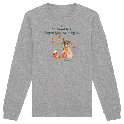 Pumpkin Spice Latte - Unisex Sweatshirt personalisierbar mit Katze in Bio-Qualität