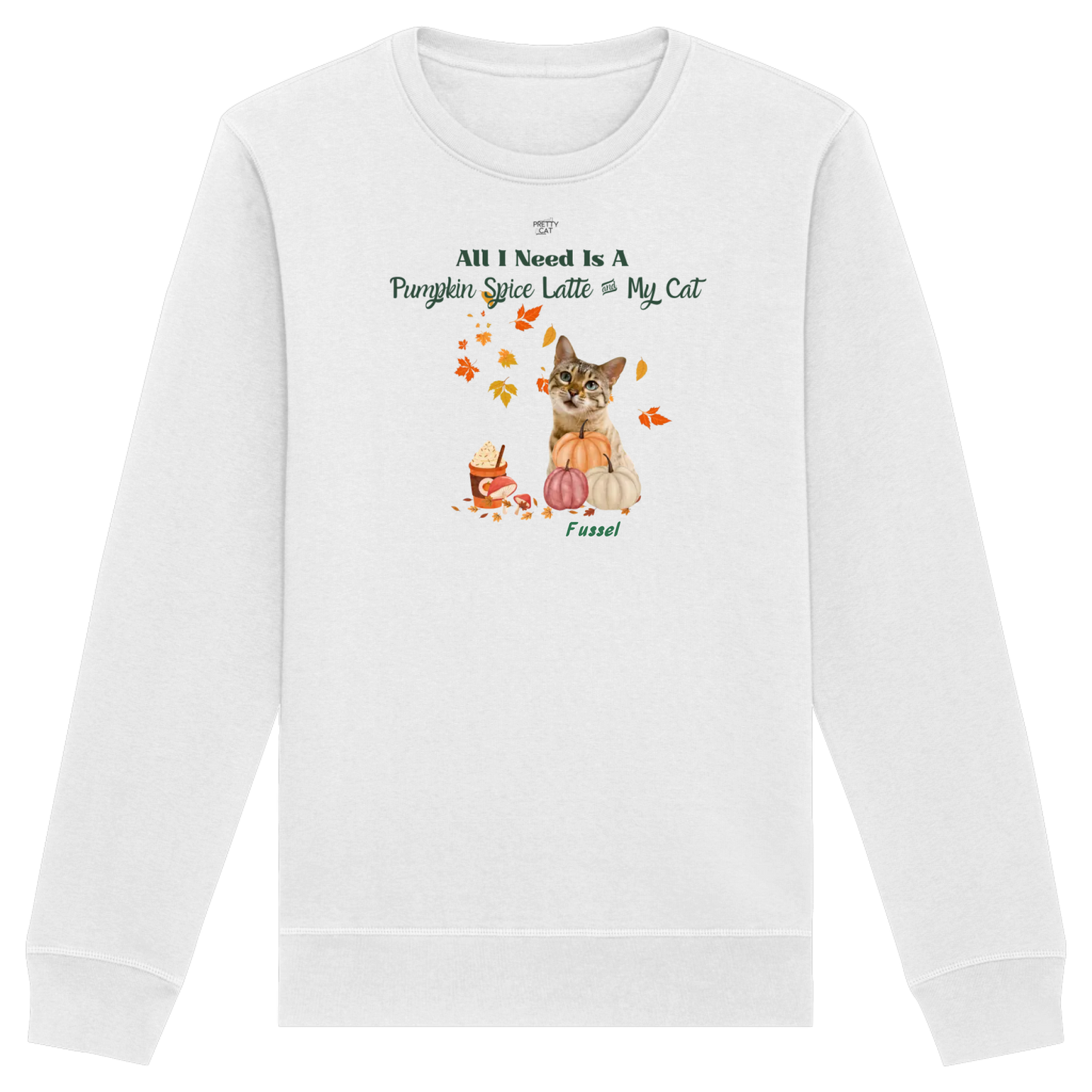 Pumpkin Spice Latte - Unisex Sweatshirt personalisierbar mit Katze in Bio-Qualität