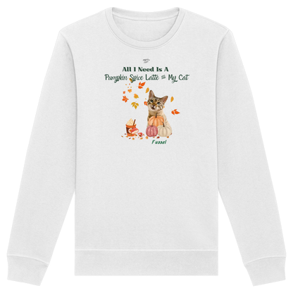 Pumpkin Spice Latte - Unisex Sweatshirt personalisierbar mit Katze in Bio-Qualität