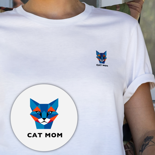 T-Shirt - CAT MOM - bestickt mit Katzenmotiv aus Bio-Baumwolle