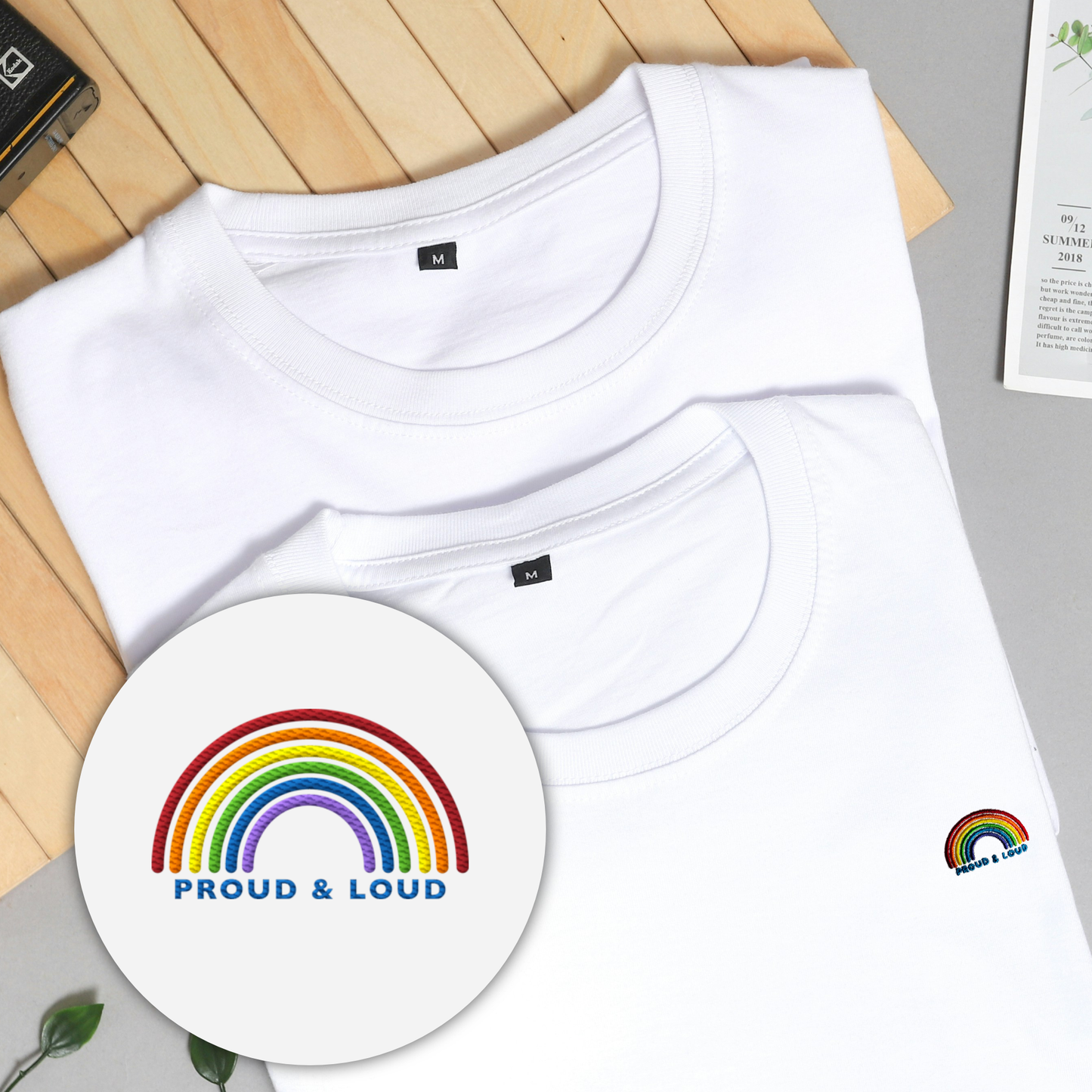 Liebevoll besticktes T-Shirt Regenbogen Pride Kollektion "Proud & Loud"