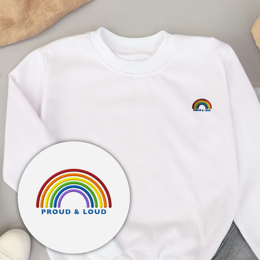 Liebevoll besticktes Sweatshirt Regenbogen Pride Kollektion "Proud & Loud"
