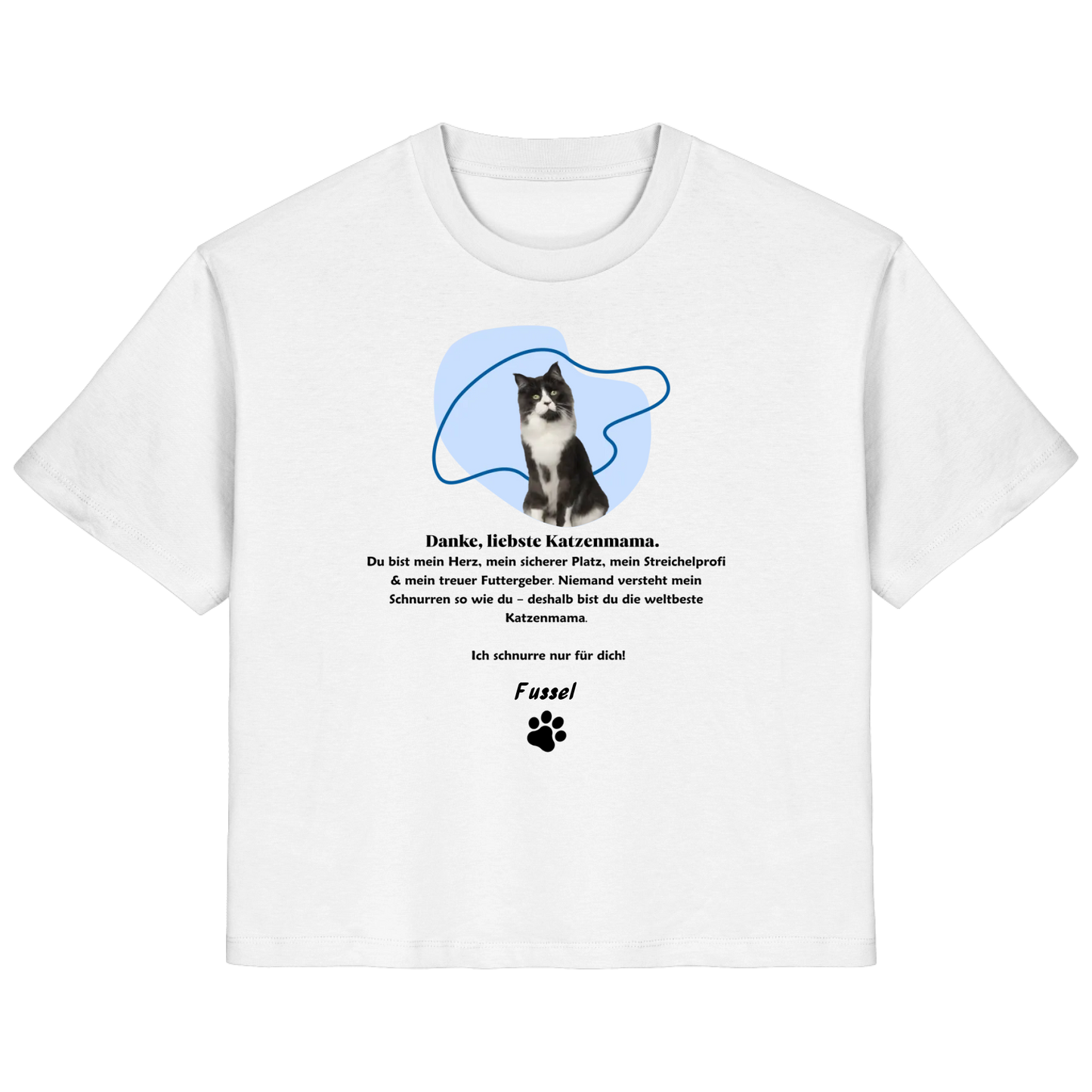 T-Shirt für Damen - "Danke, liebste Katzenmama!" personalisierbar mit Katze in Bio-Qualität