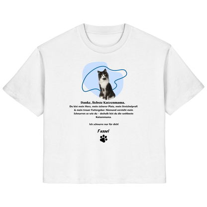 T-Shirt für Damen - "Danke, liebste Katzenmama!" personalisierbar mit Katze in Bio-Qualität