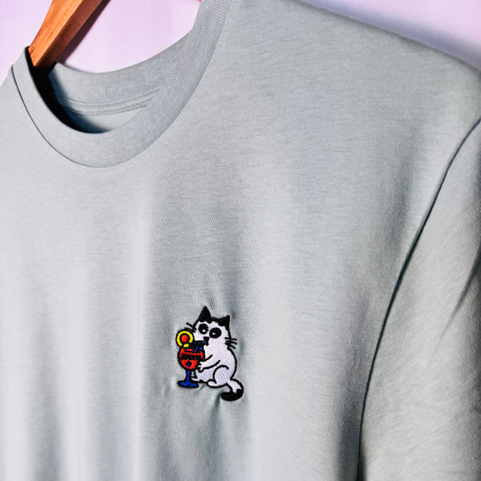 T-Shirt Aperol - Katze in Premium Bio-Qualität und hochwertiger Bestickung