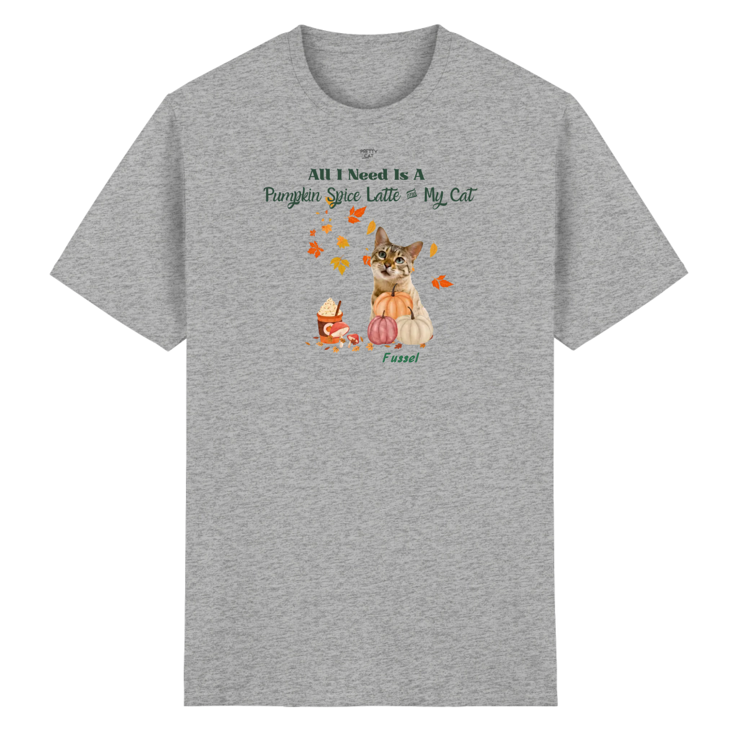 Pumpkin Spice Latte - Unisex T-Shirt personalisierbar mit Katze