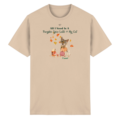 Pumpkin Spice Latte - Unisex T-Shirt personalisierbar mit Katze in Bio-Qualität