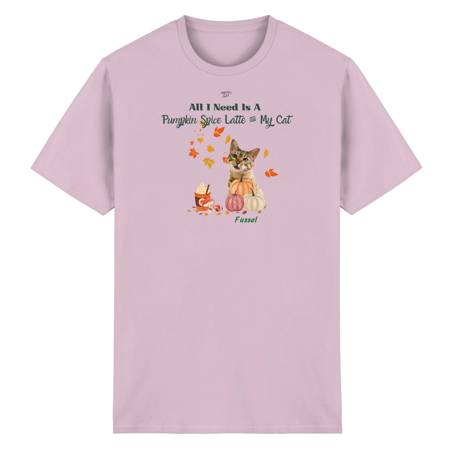 Pumpkin Spice Latte - Unisex T-Shirt personalisierbar mit Katze