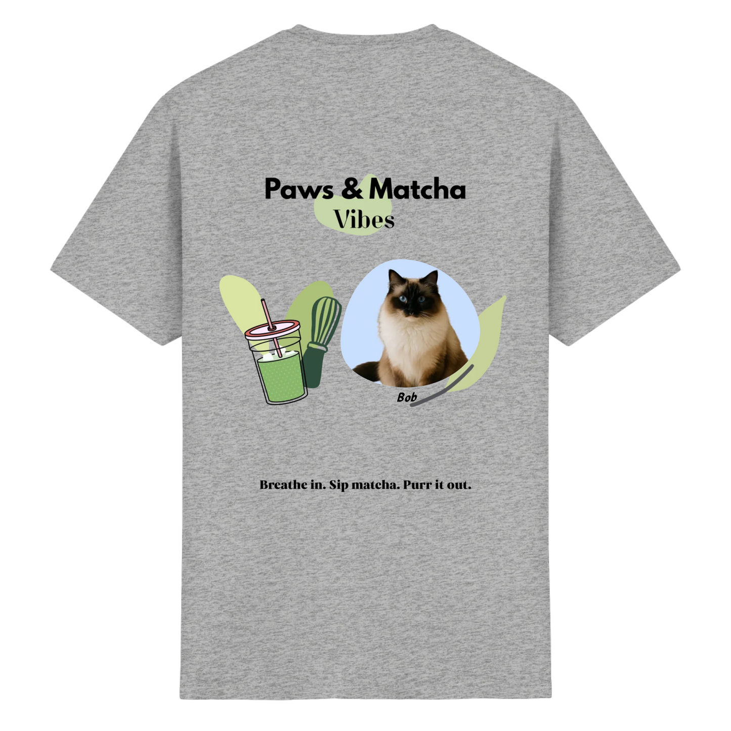Personalisierbares Unisex T-Shirt "Paws & Matcha"