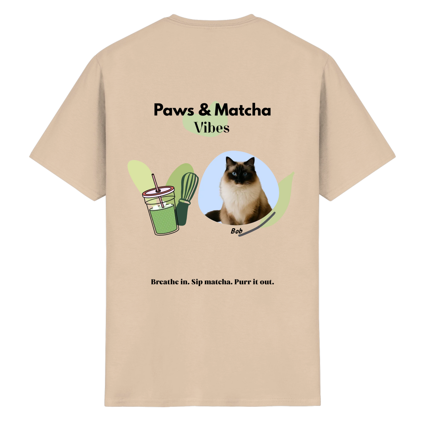 Personalisierbares Unisex T-Shirt "Paws & Matcha"
