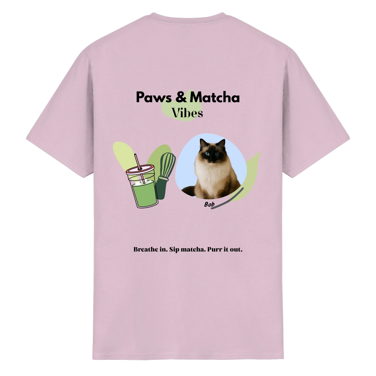 Personalisierbares Unisex T-Shirt "Paws & Matcha"