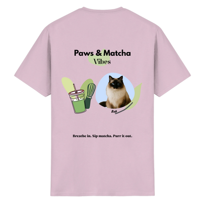 Personalisierbares Unisex T-Shirt "Paws & Matcha"