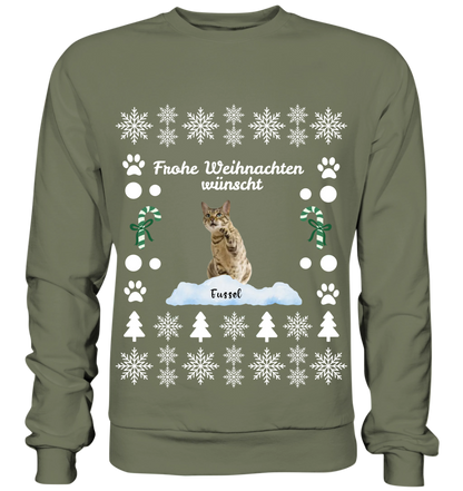 Christmas Sweater mit weihnachtlichem Muster - Personalisierbar mit Katze