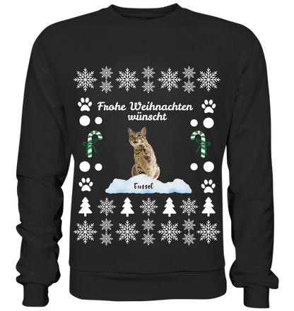 Christmas Sweater mit weihnachtlichem Muster - Personalisierbar mit Katze